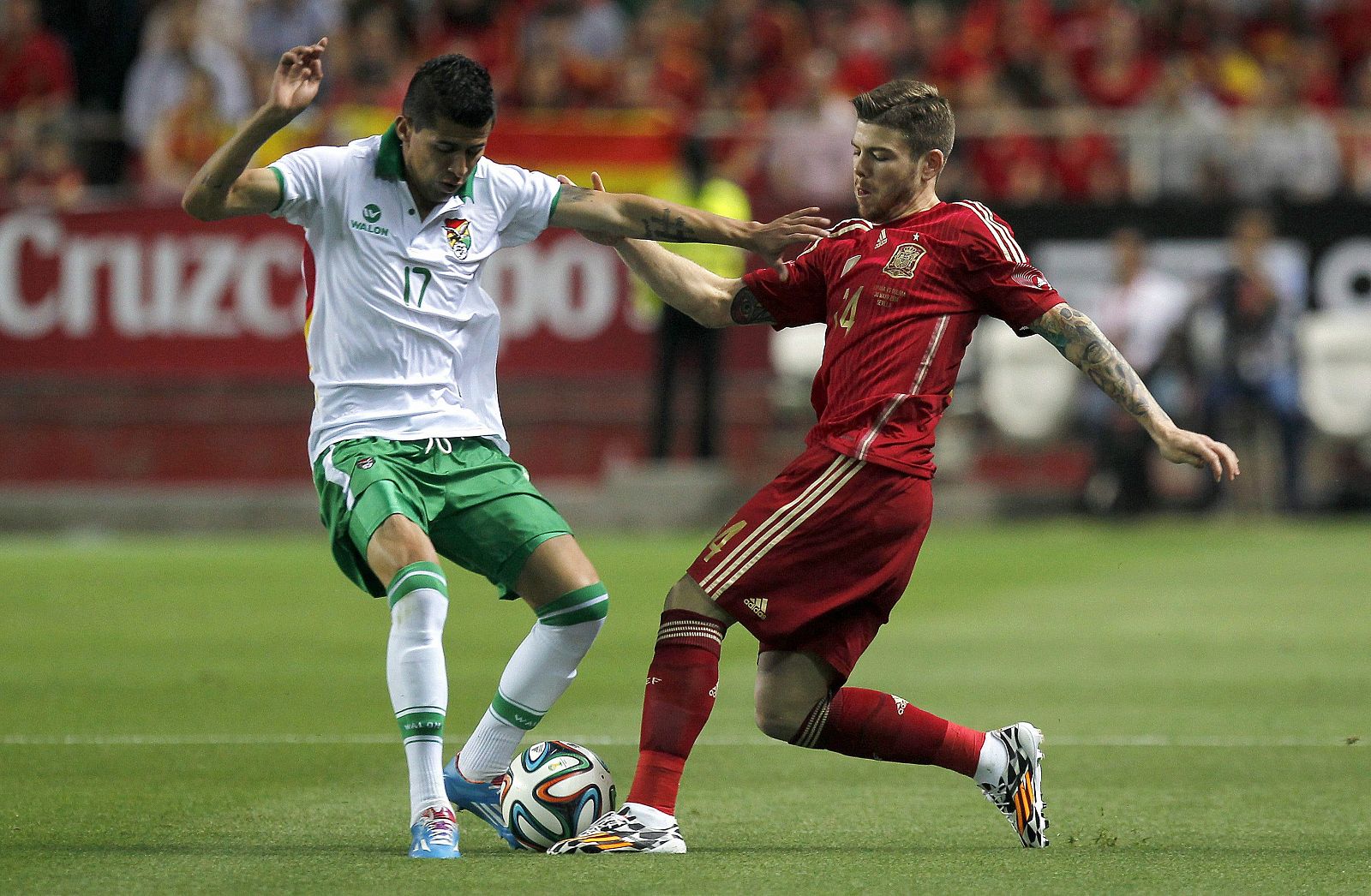 El defensa de la selección española de fútbol Alberto Moreno, en el pasado amistoso España - Bolivia