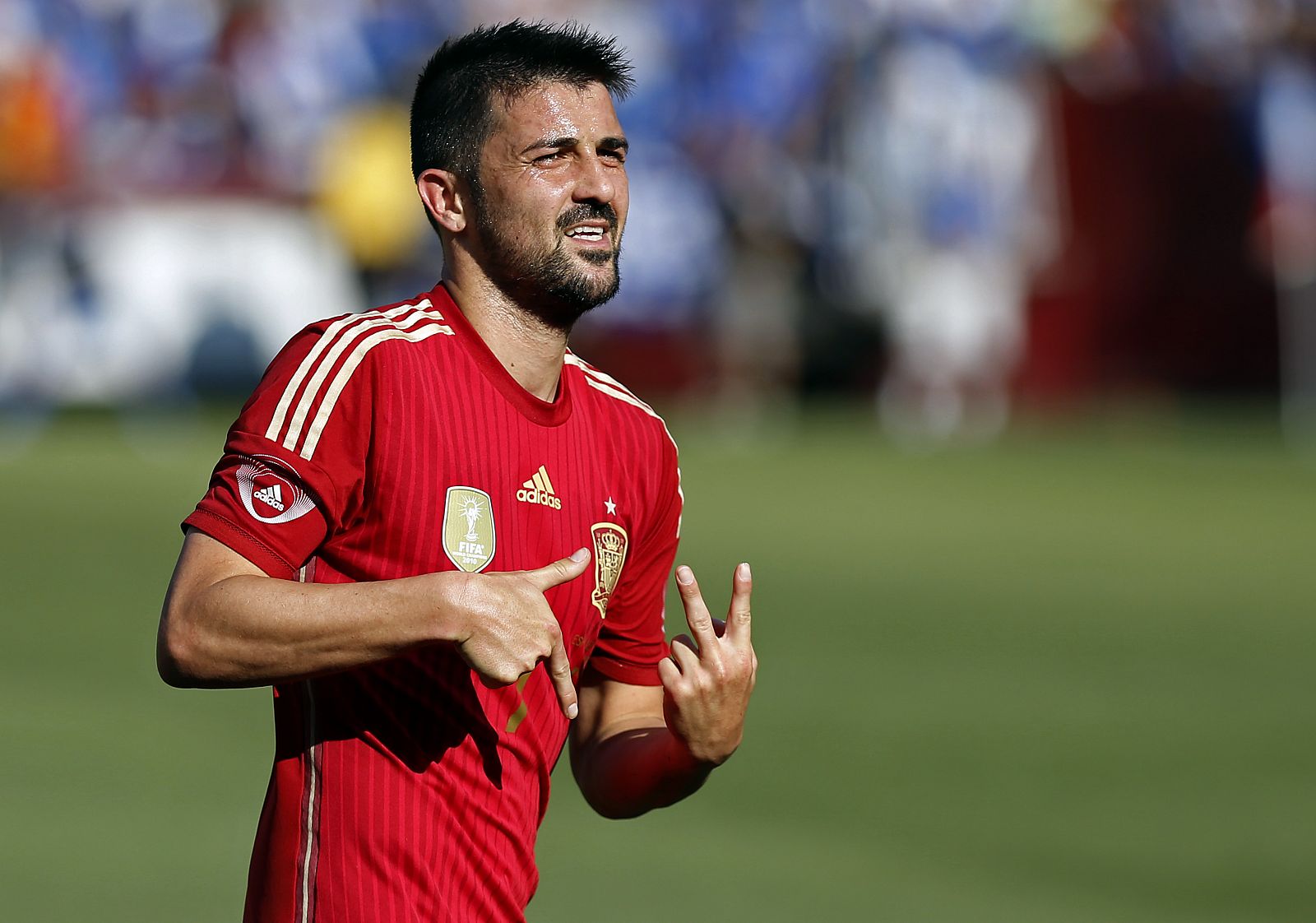 David Villa, con la camiseta de la selección española.