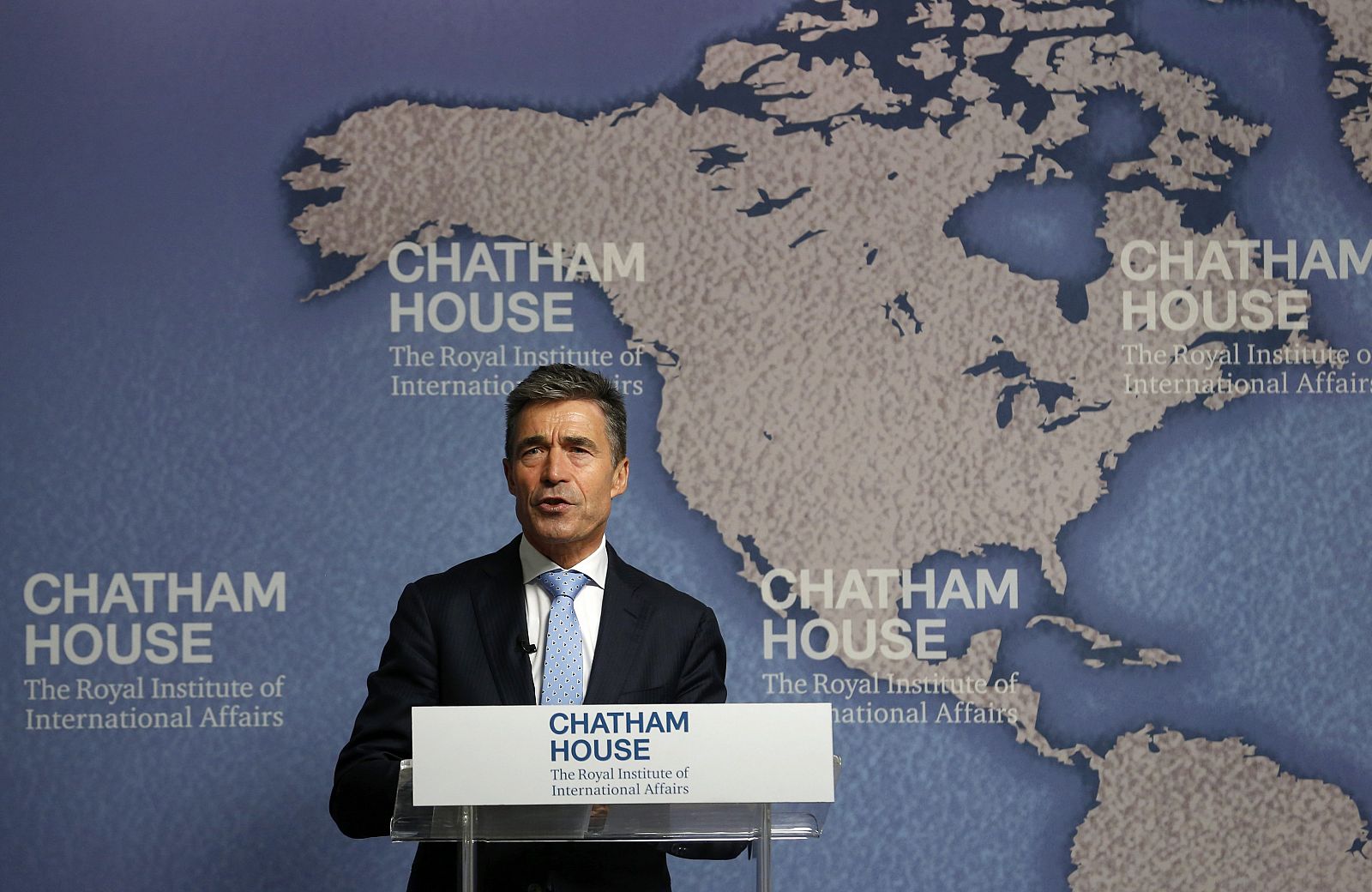 NATO Secretary General Anders Fogh Rasmussen speaks at Chatham House in London