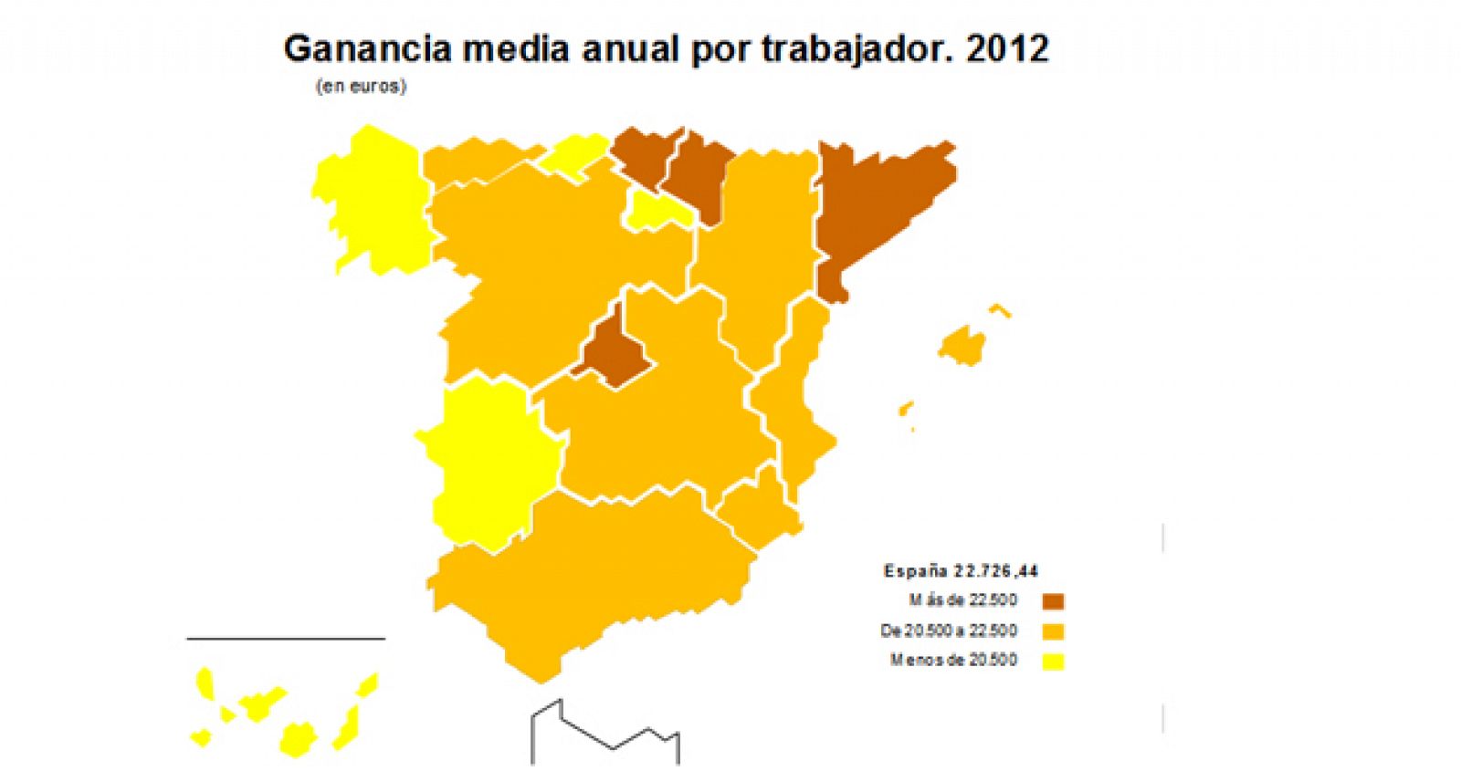 Ganancia media anual por trabajador en 2012