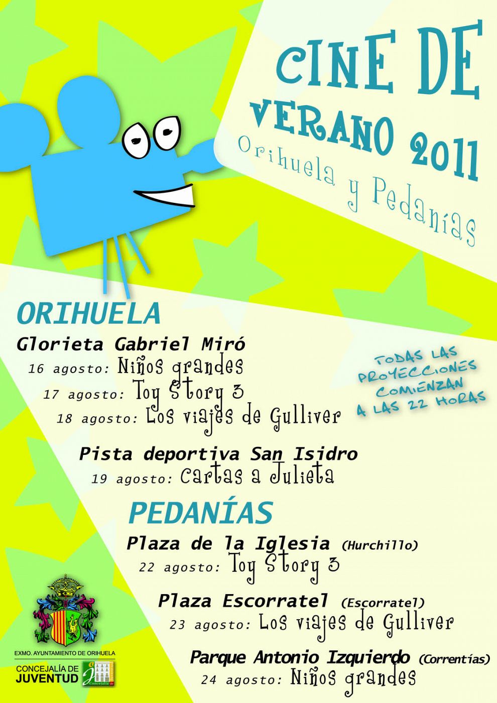 Cartel de la programación del cine de  verano de 2011 de Orihuela (Alicante).