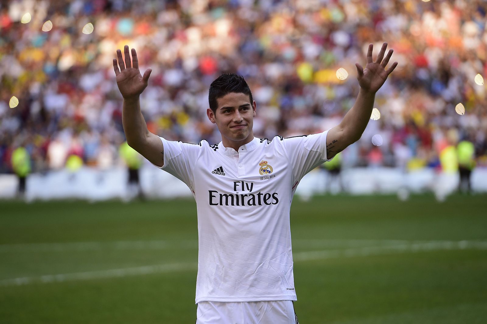 James durante su presentación como madridista.