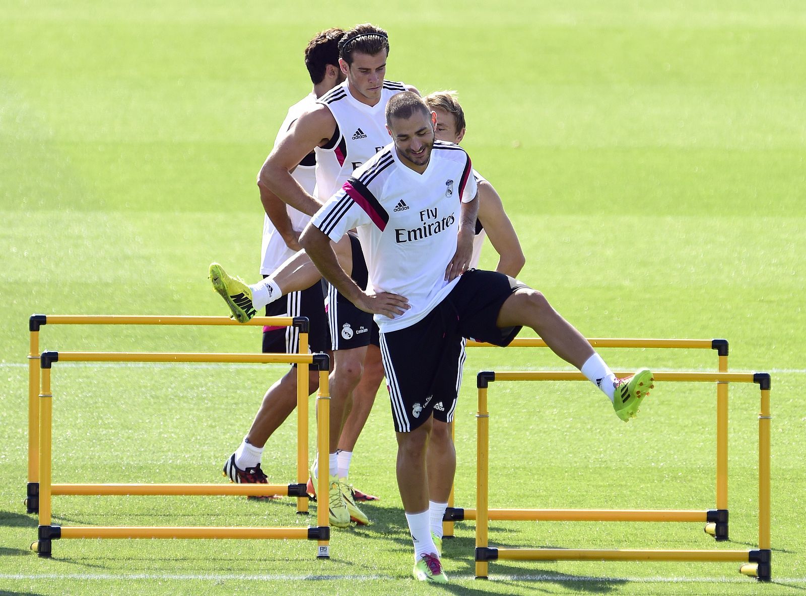 Karim Benzema, en un entrenamiento con el Real Madrid.