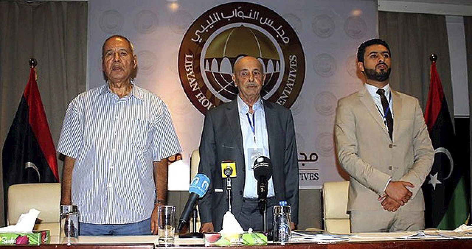 El recientemente elegido presidente del Congreso de los Diputados de Libia, Aquila Saleh, en la ciudad de Tobruk