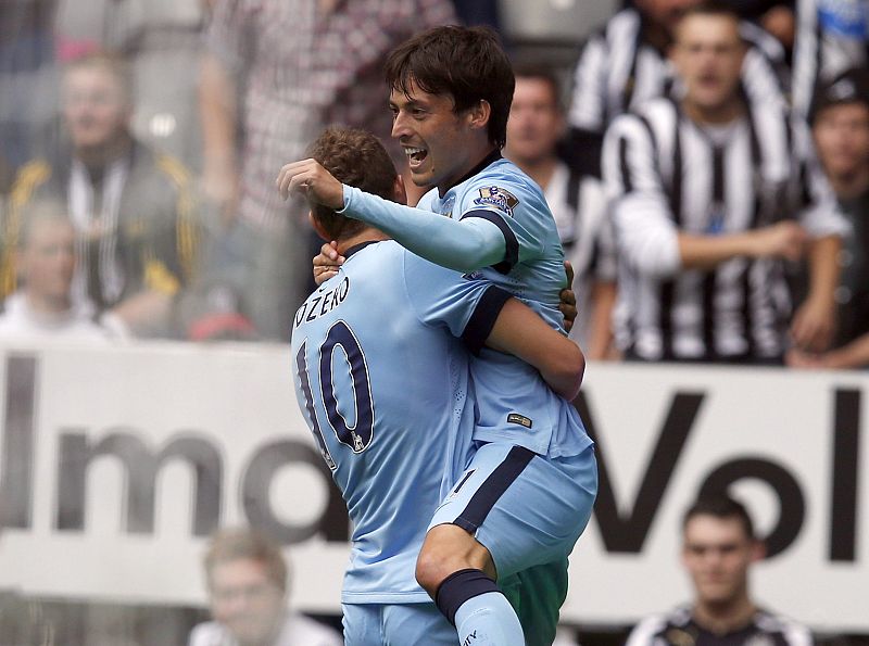 David Silva celebra su gol ante el Newcastle