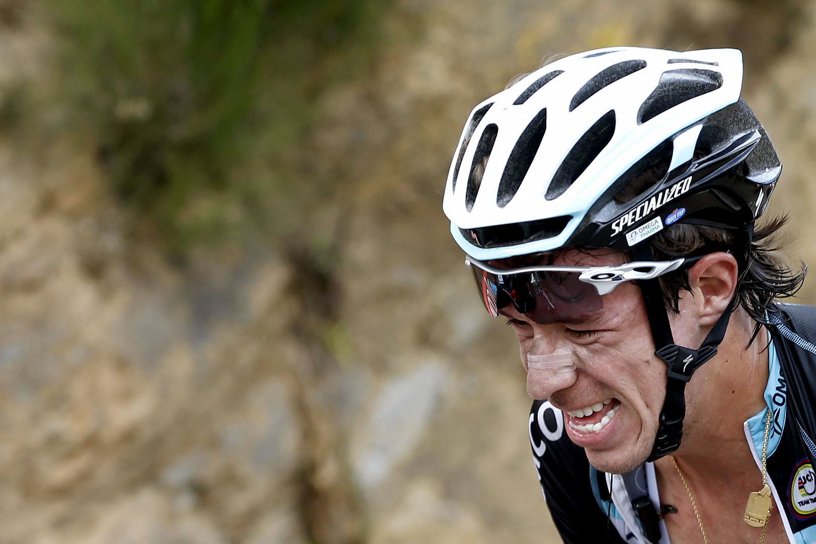 Imagen del ciclista colombiano del equipo Omega Pharma-Quick Step Rigoberto Urán, durante la decimosexta etapa de la Vuelta a España 2014.