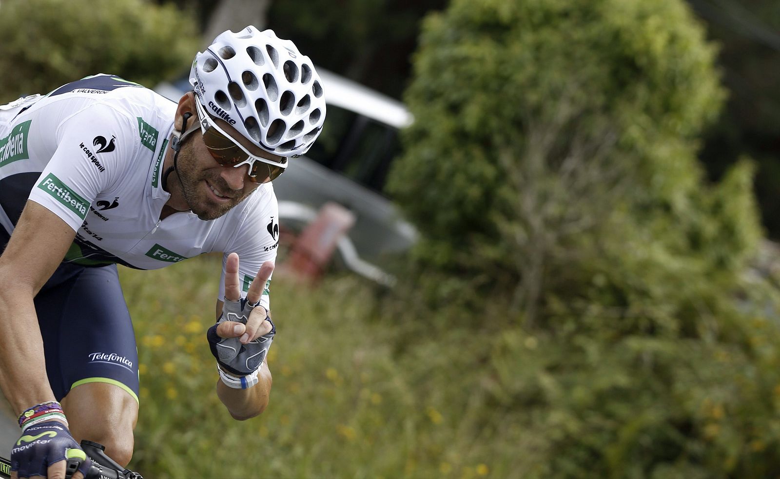 Alejandro Valverde en el pelotón durante la decimoséptima etapa de la Vuelta 2014.