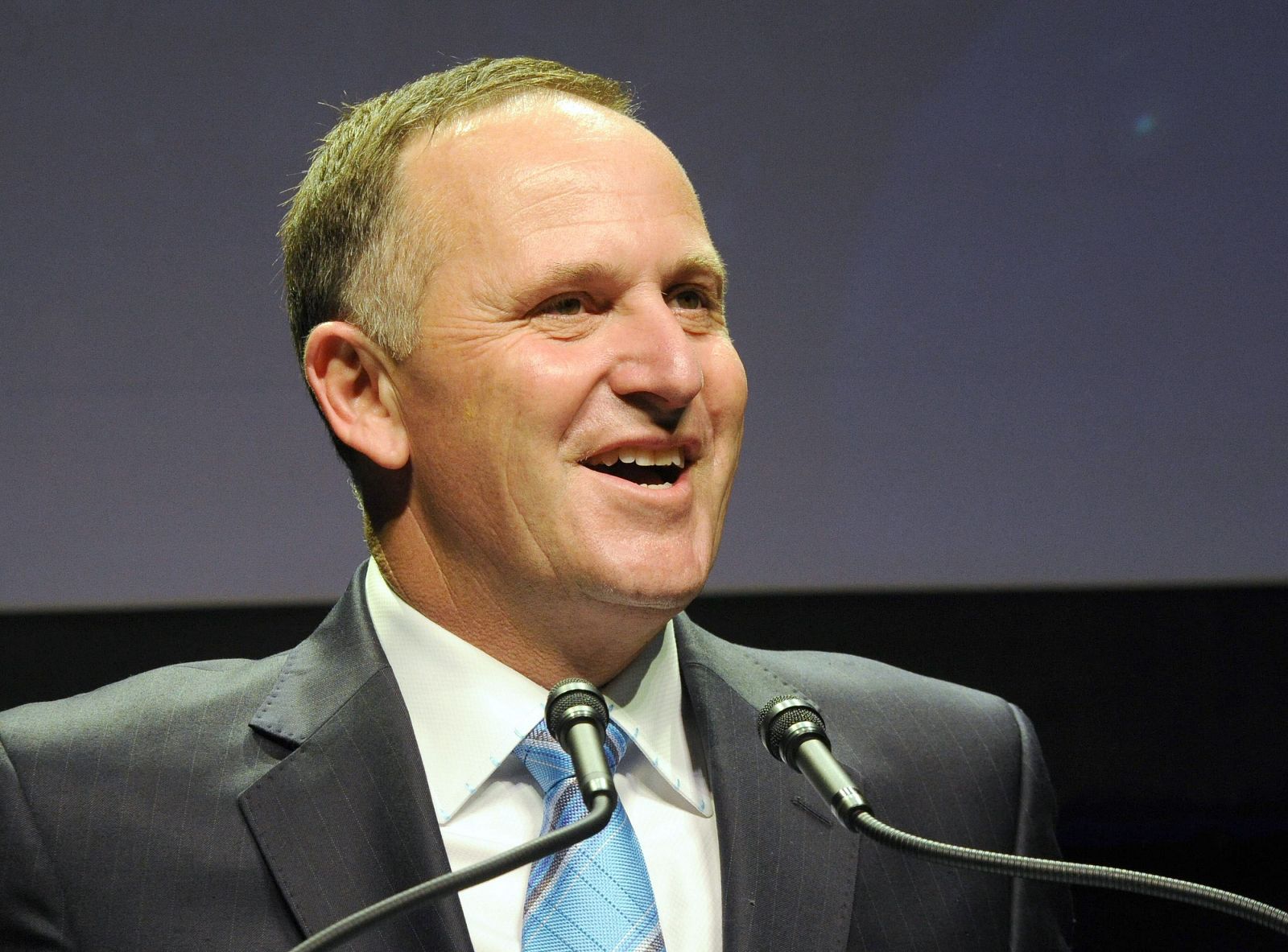 El primer ministro de Nueva Zelanda, John Key, después de ser elegido para un tercer mandato.