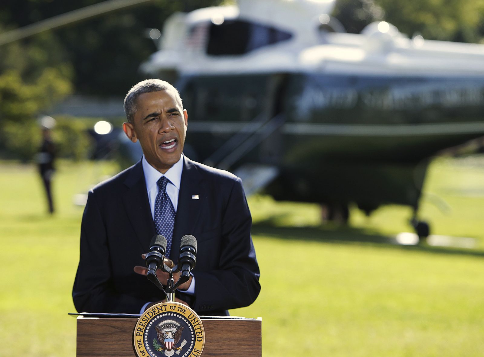 Barack Obama camparece en la Casa Blanca para explicar a los estadounidense la campaña militar en Siria.