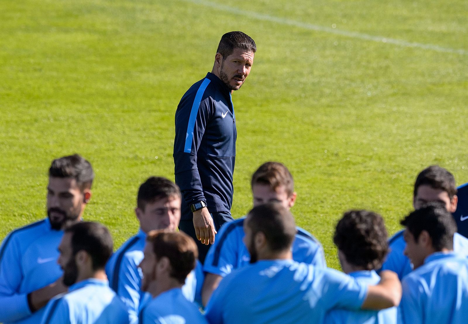 Simeone, en el entrenamiento del Atlético de Madrid.