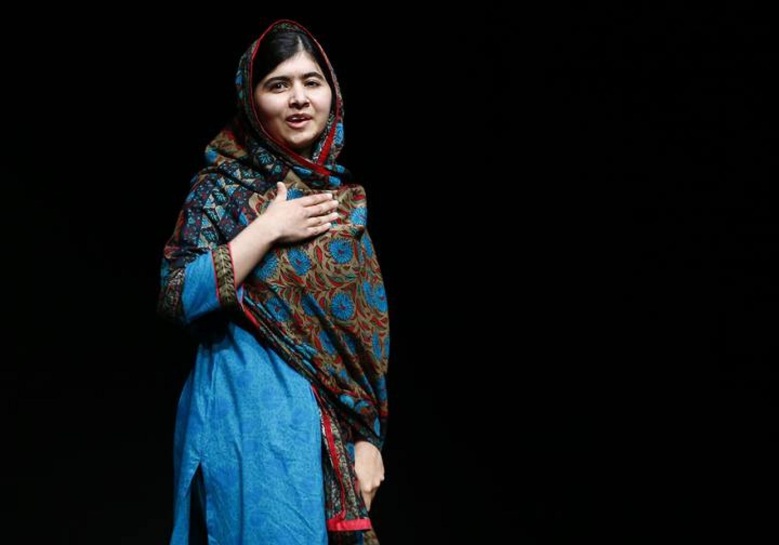 Pakistani schoolgirl Malala Yousafzai speaks at Birmingham library in Birmingham