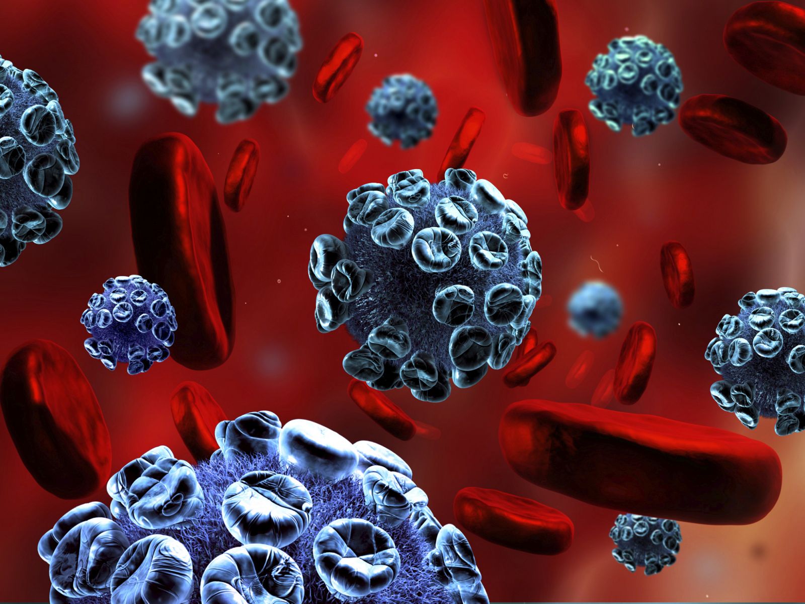Ilustración 3D del virus del VIH.