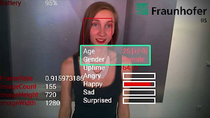 Un momento de la prueba con el software de reconocimiento facial.