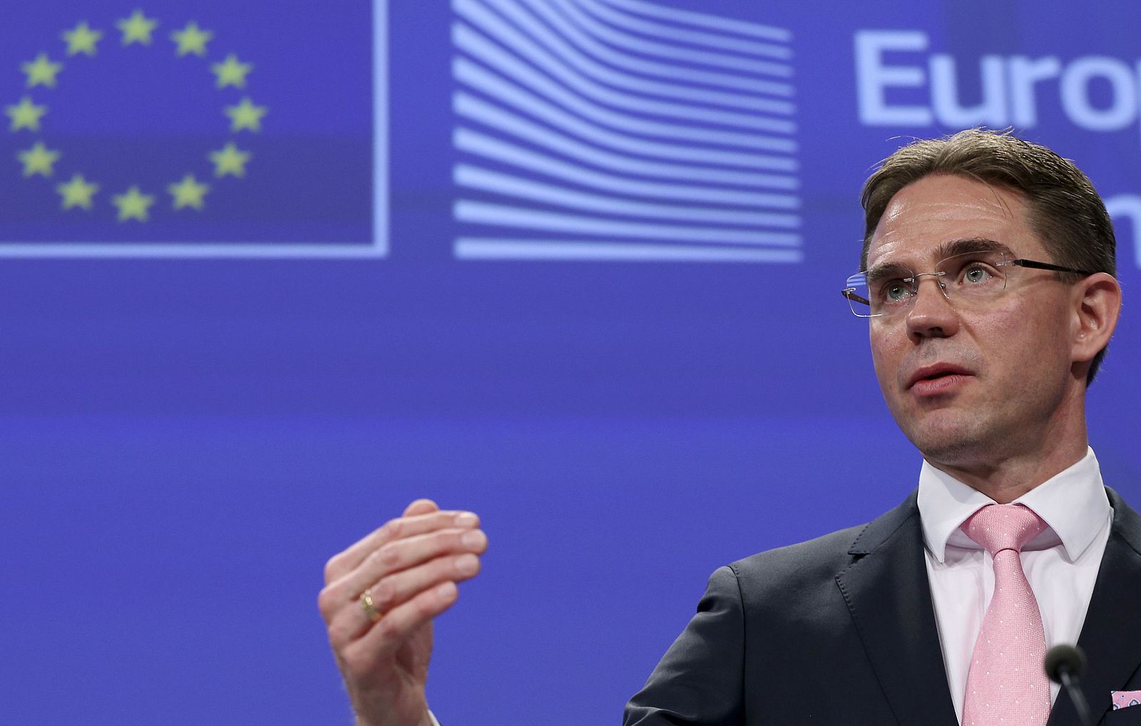 EU Economic and Monetary Affairs Commissioner Katainen addresses a news conference in Brussels