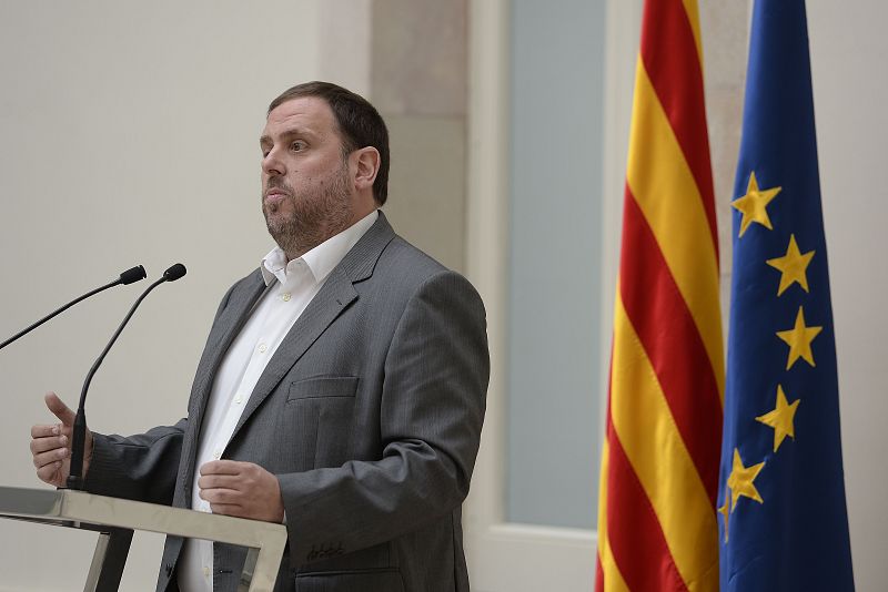El presidente de ERC, Oriol Junqueras en una reunión de los partidos catalanes.