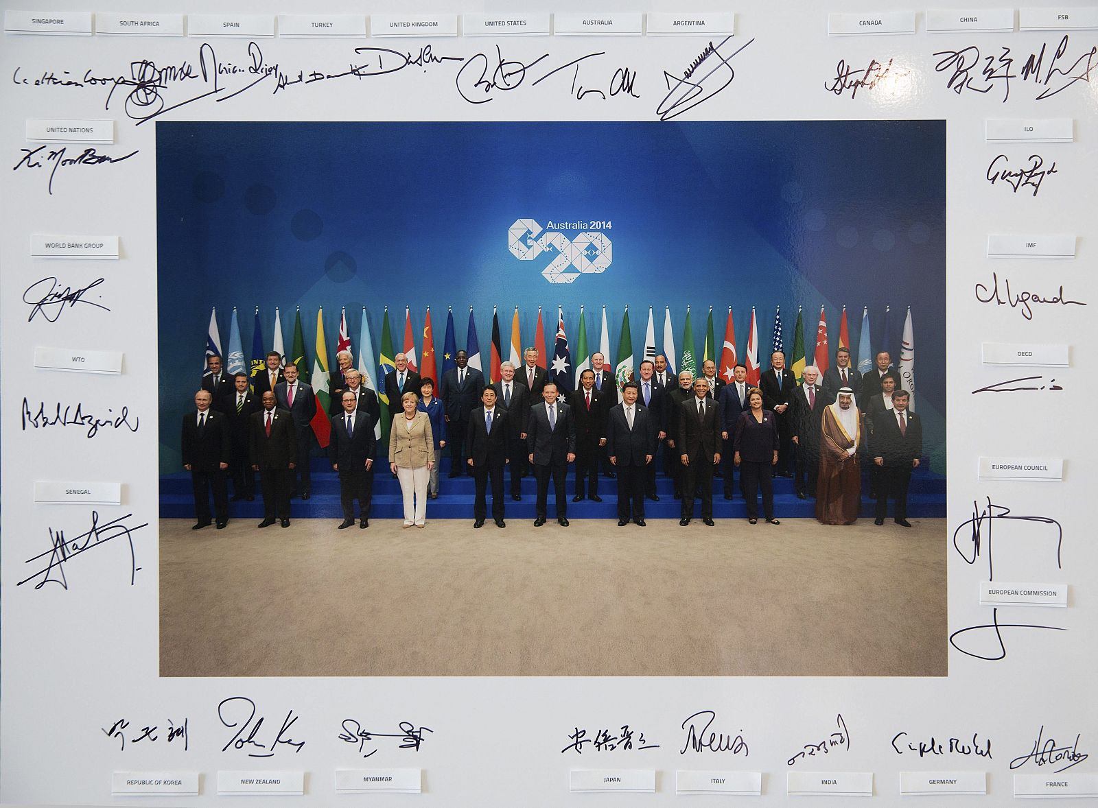 Foto oficial de los líderes del G-20 celebrado en Brisbane