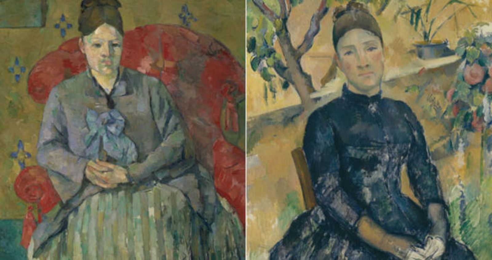 'Madame Cézanne en la butaca roja' (hacia 1877), del Museo de Bellas Artes de Boston, y 'Madame Cézanne en el invernadero' (1891), del Metropolitan, dos de las obras expuestas de Cézanne.