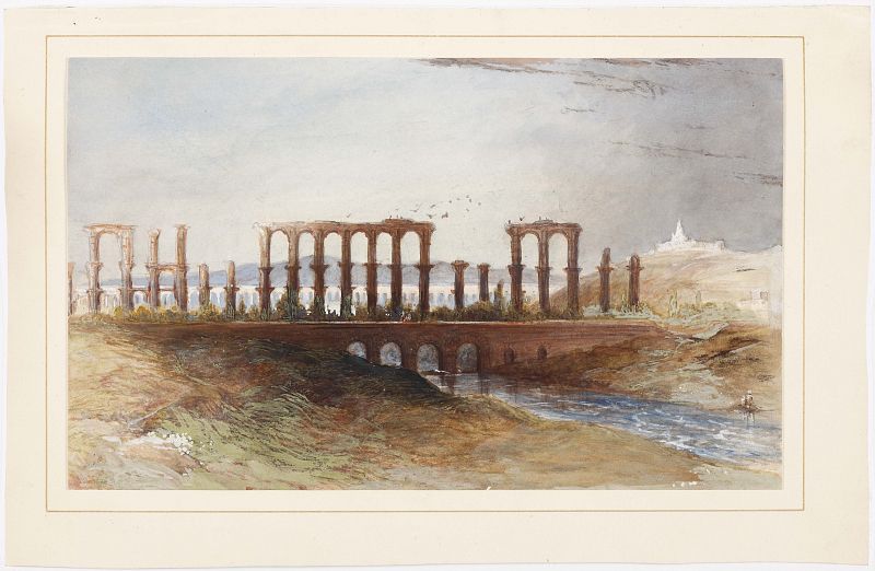 Richard Ford, Acueducto de los Milagros. Mérida (Badajoz). Acuarela sobre papel
