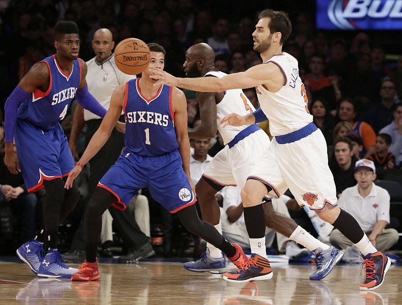 El español José Manuel Calderón, en un momento del partido Knicks - Sixers