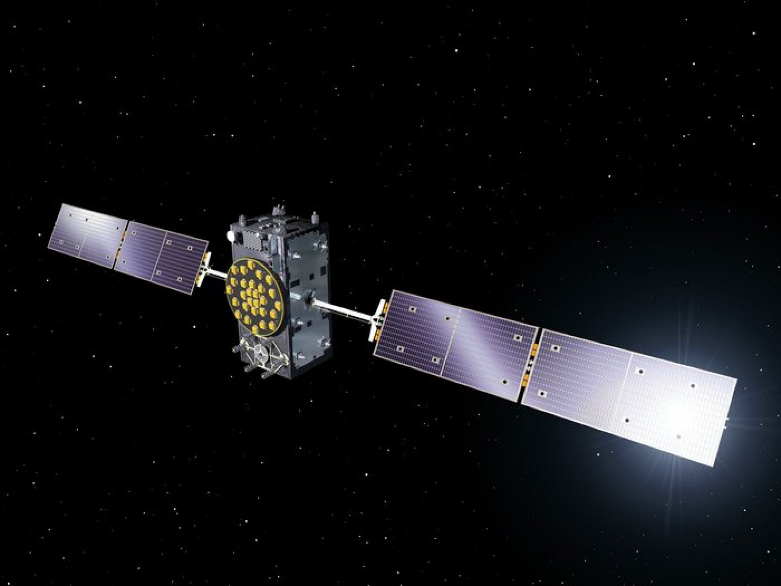 Ilustración de un satélite Galileo en órbita.