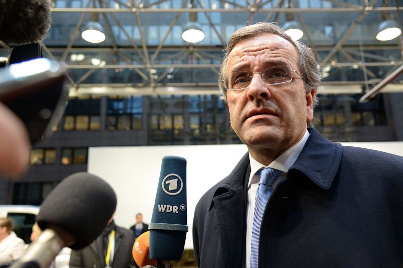 El primer ministro griego, Antonis Samaras, durante la última reunión de líderes de la UE.