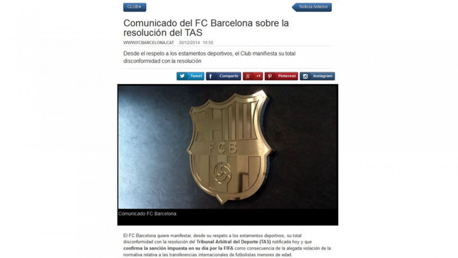 El Barça podría llevar el caso a la justicia ordinaria.