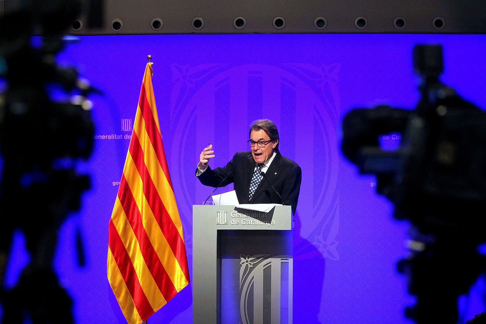 El presidente de la Generalitat, Artur Mas, durante su comparecencia para hacer balance de los dos años de legislatura.