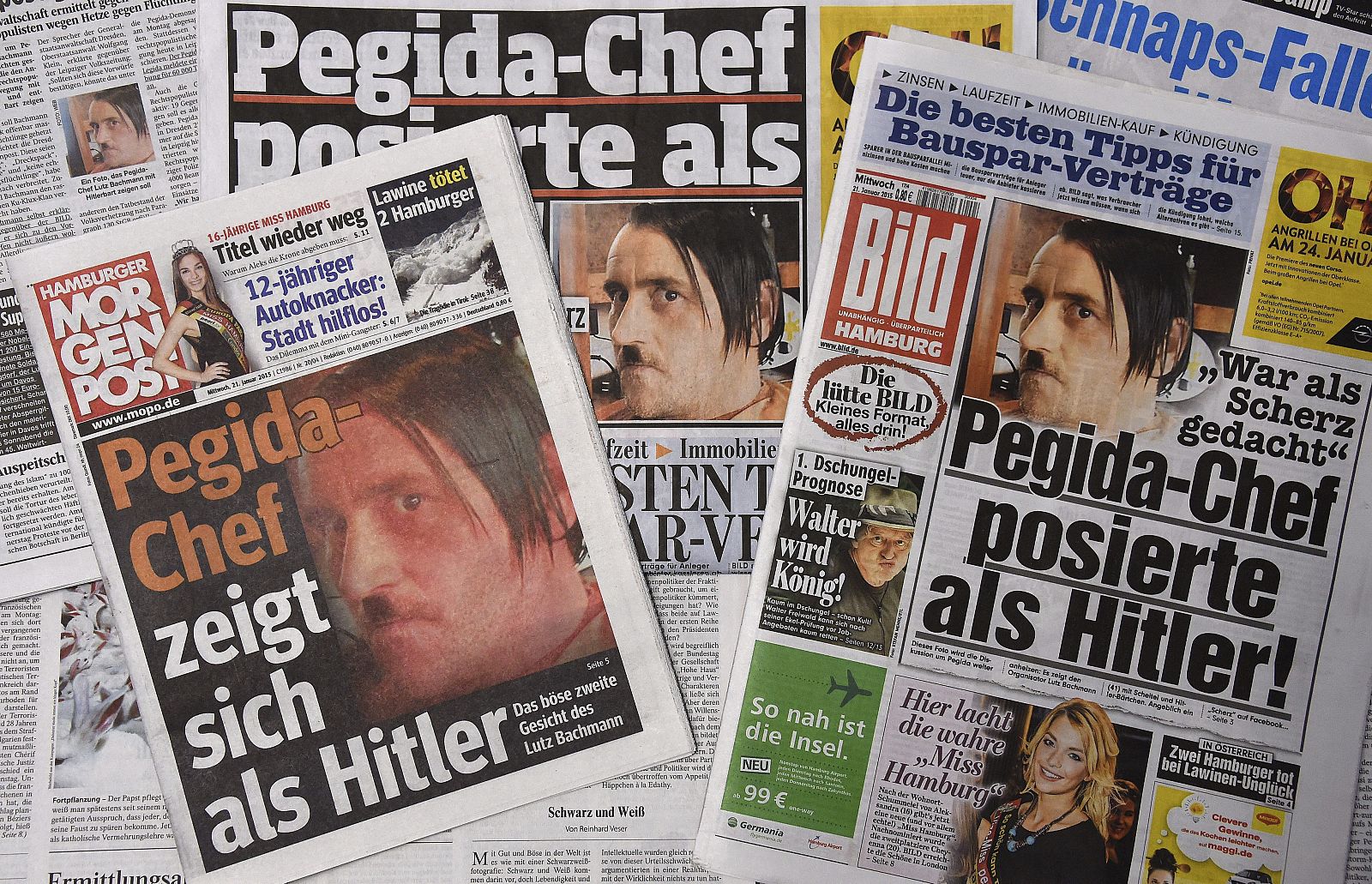 EL JEFE DEL MOVIMIENTO ISLAMÓFOBO PEGIDA IMITA A HITLER EN UNA FOTO