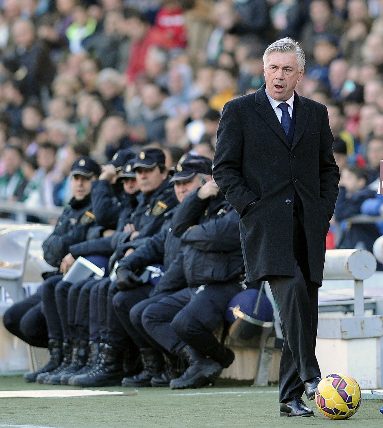 Ancelotti, en el partido contra el Córdoba.