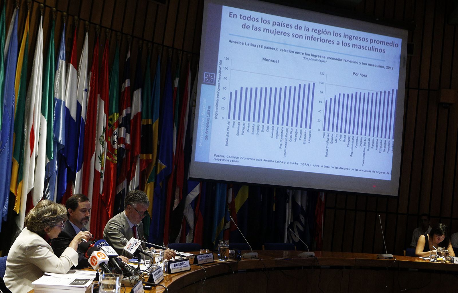 La Secretaria Ejecutiva de la Cepal, Alicia Bárcena, durante la presentación del informe sobre el panorama social en América Latina