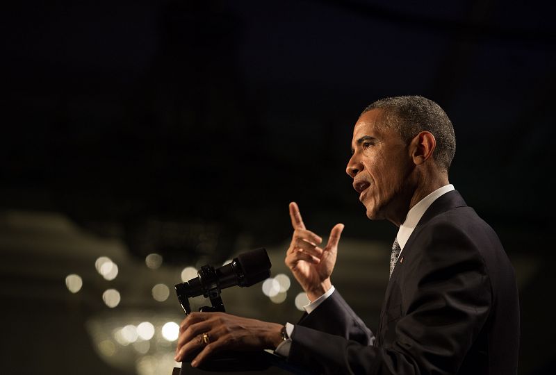 El presidente de EE.UU., Barack Obama, en un discurso ante los demócratas de Filadelfia