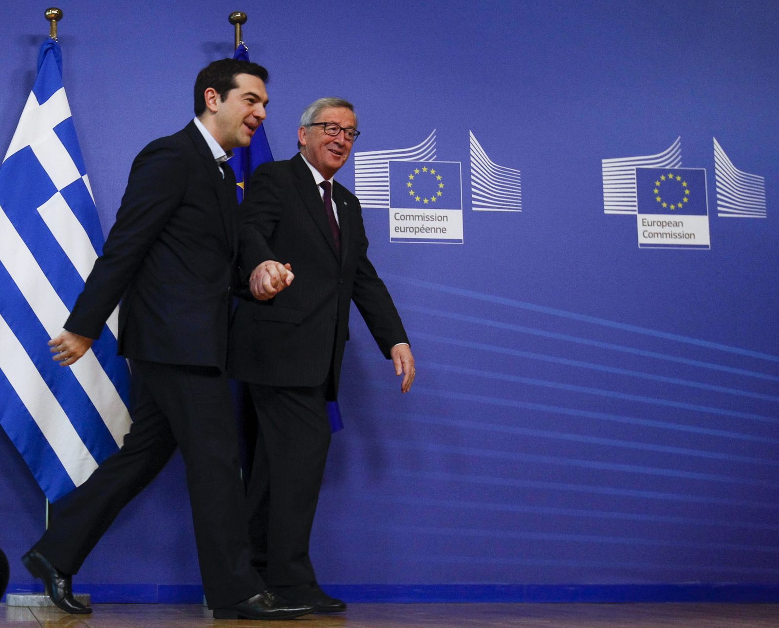 El presidente de la Comisión Europea, Jean Claude Juncker, junto al primer ministro griego, Alexis Tsipras