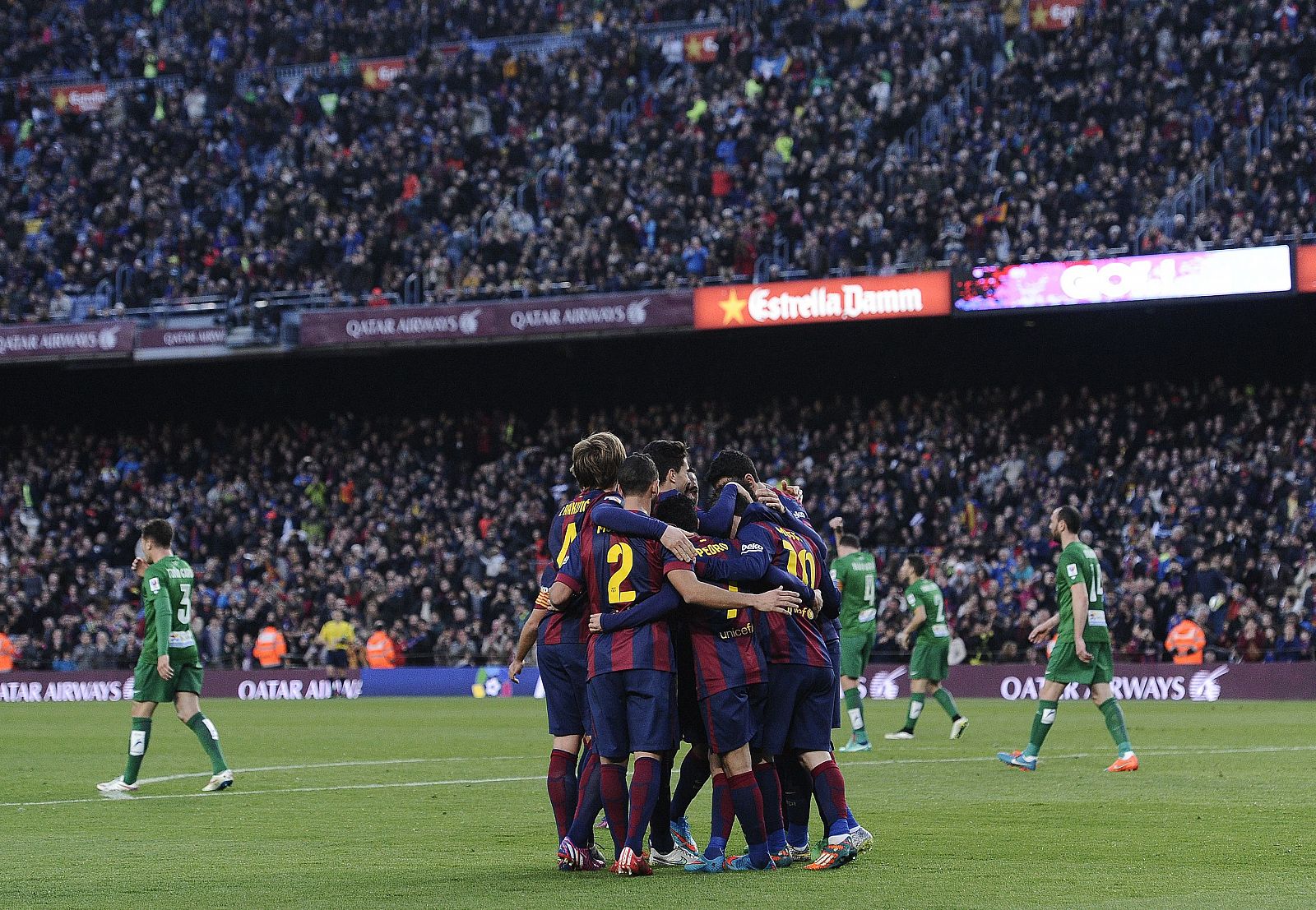 Imagen del pasado Barcelona - Levante con la grada del Camp Nou de fondo