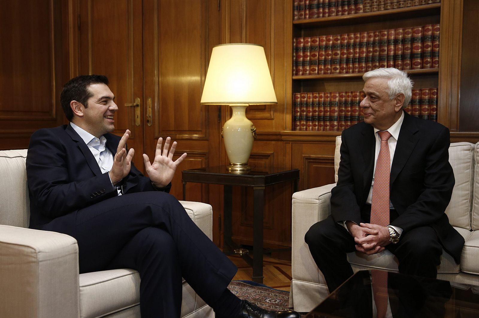 Former Greek interior minister Prokopis Pavlopoulos and Greek Premier Tsipras meet  in Athens