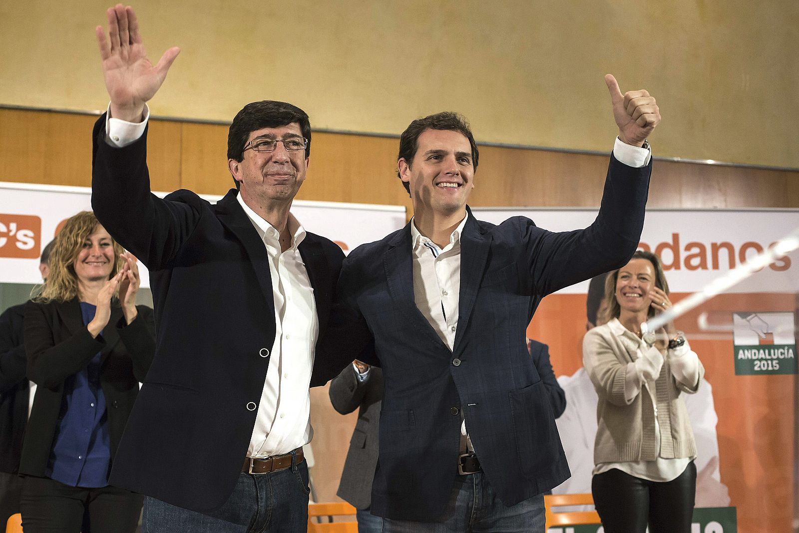El líder de Ciudadanos, Albert Rivera, presenta a su candidato por Andalucía, Juan Marín