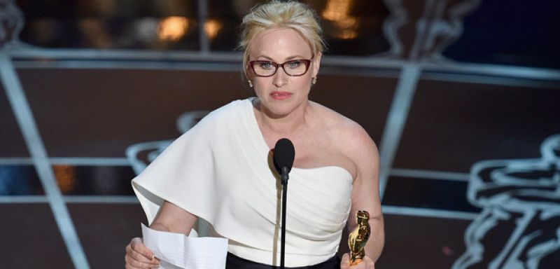 La actriz Patricia Arquette, en un momento de su discurso tras ganar el Oscar a mejor actriz secundaria.