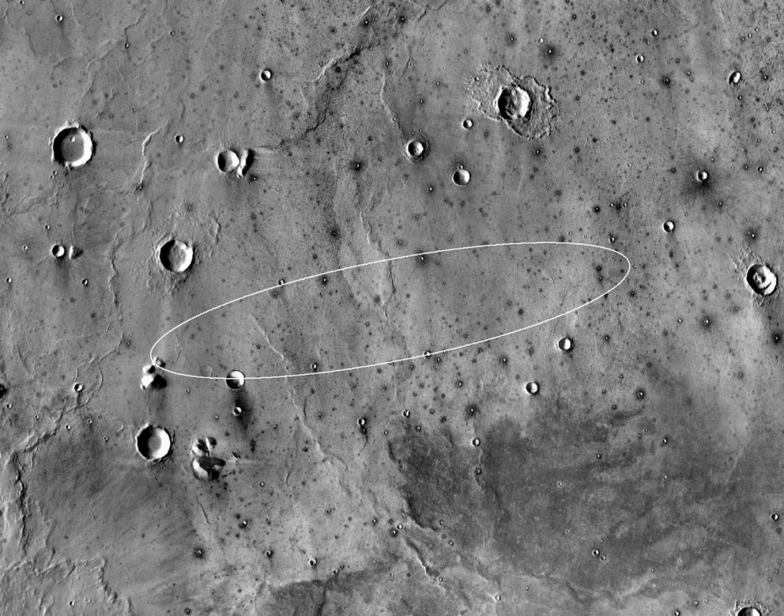 La región Elysium Planitia, una llanura muy cercana al ecuador de Marte.