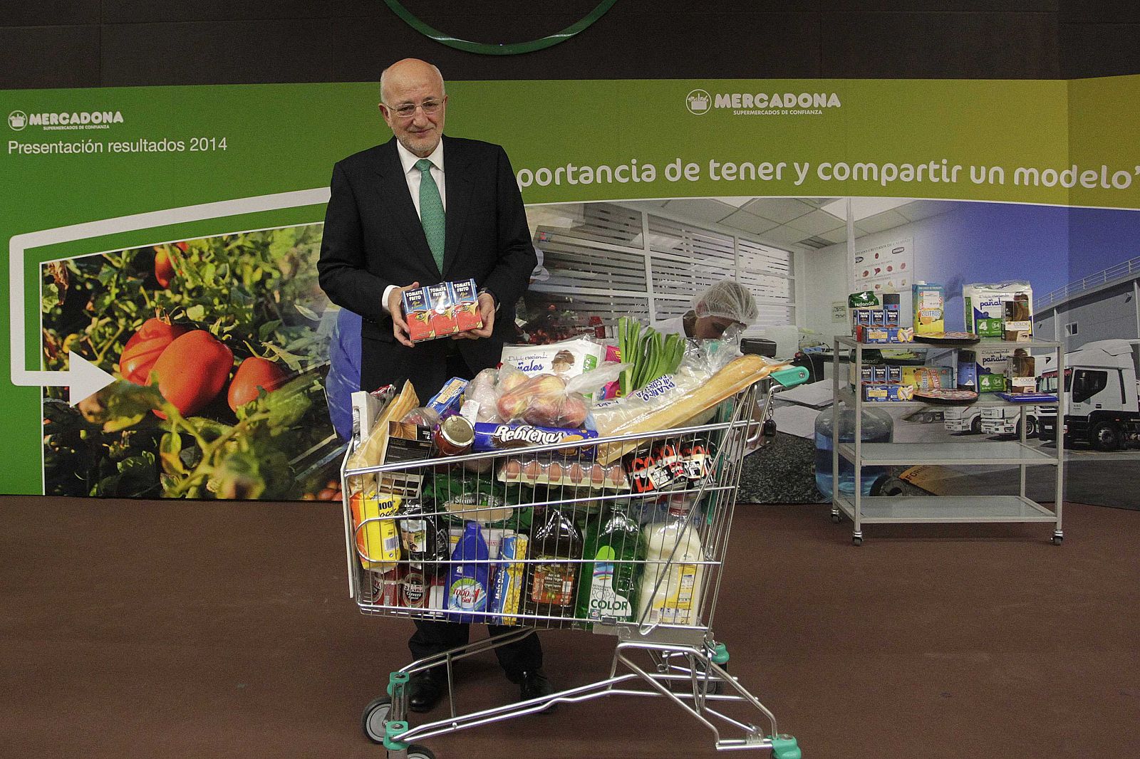 El presidente de Mercadona, Juan Roig, durante la presentación de resultados 2014