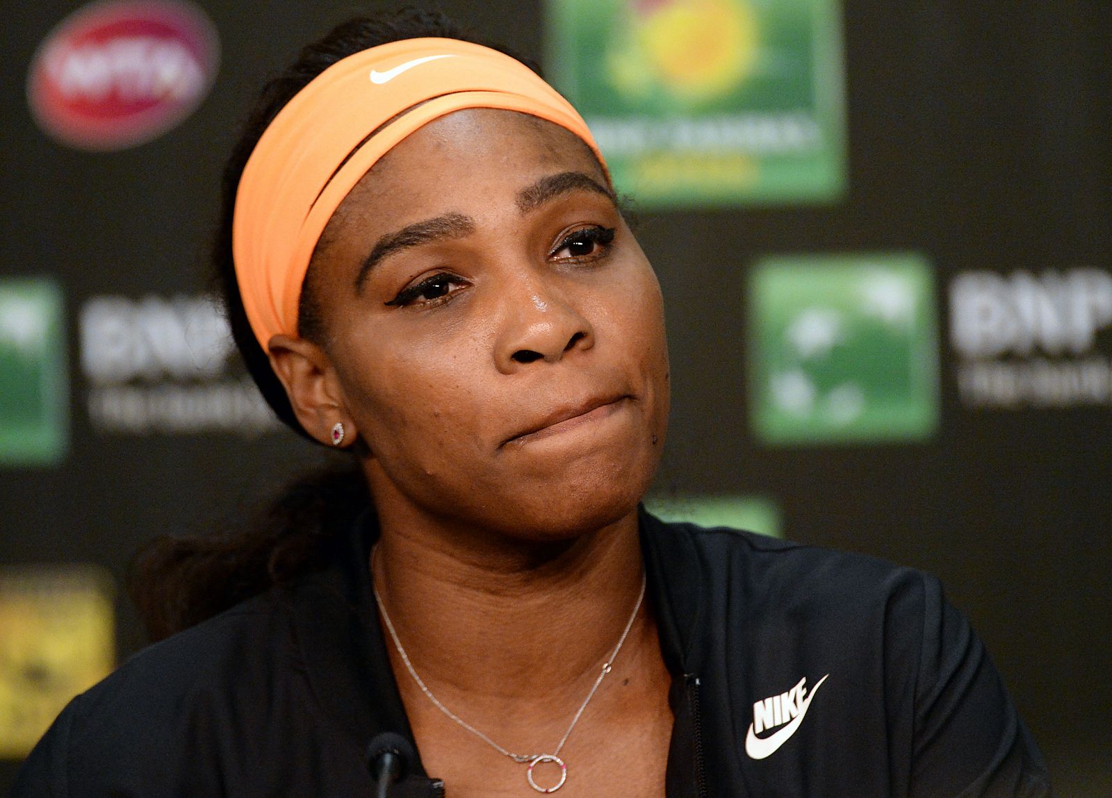 Serena Williams habla ante la prensa tras anunciar su abandono en Indian Wells.