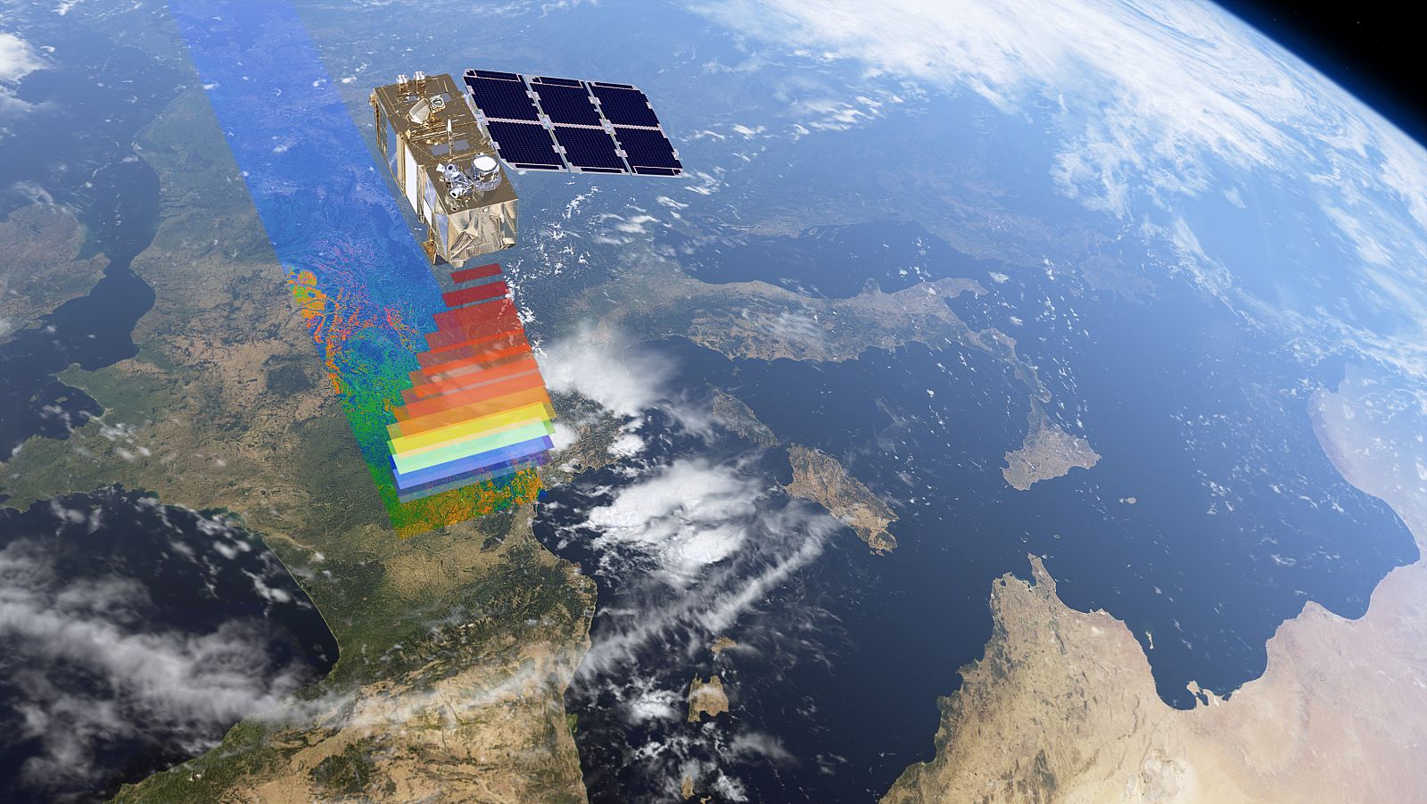 Ilustración de la visión en color del satélite Sentinel-2A, del programa Copérnico de la ESA.