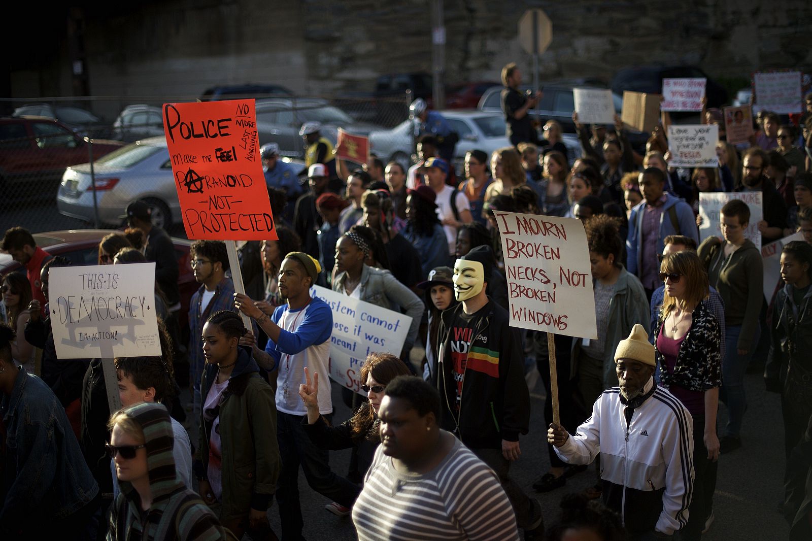 Marchas en Filadephia por la muerte de Freddy Gray.