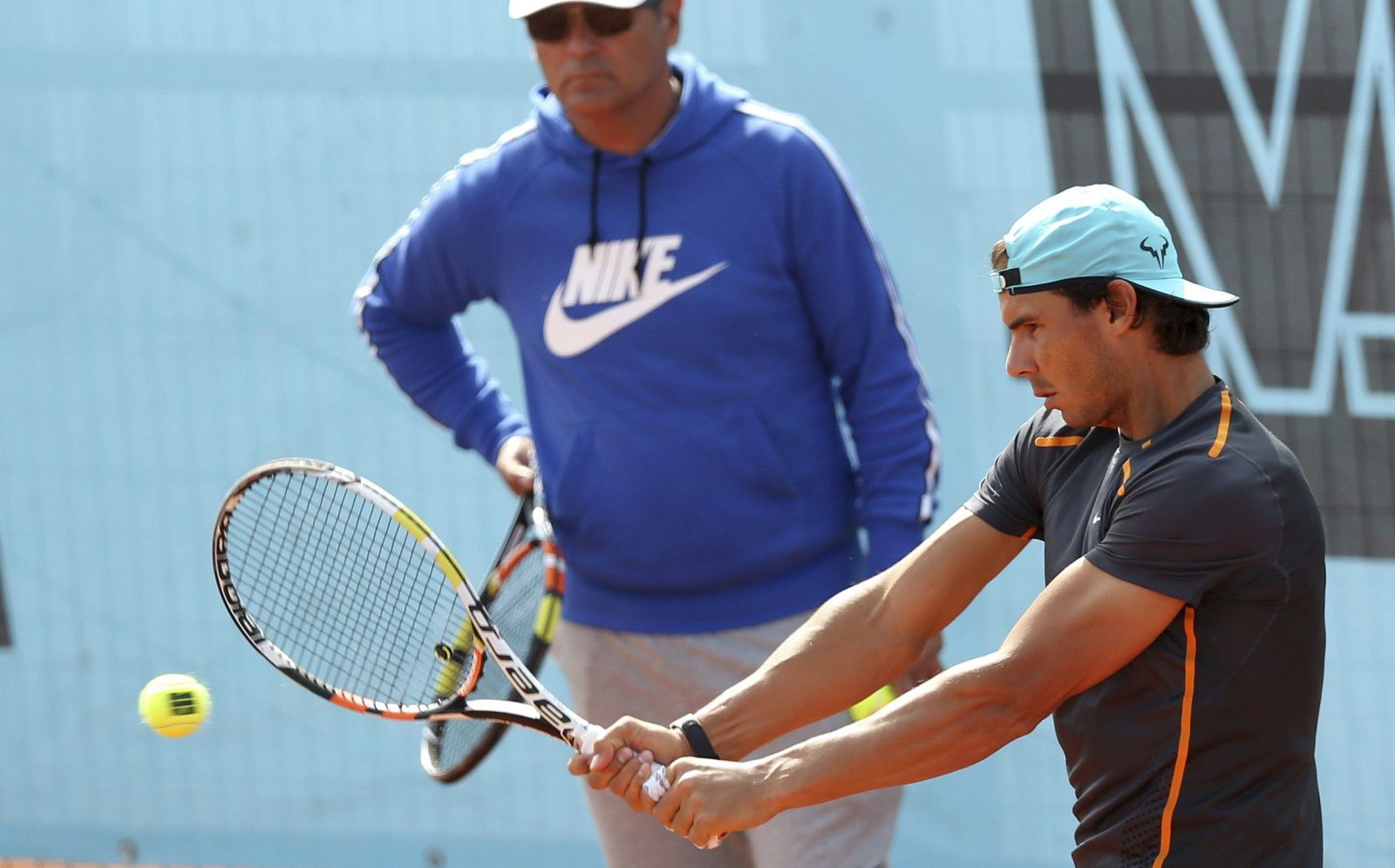 Rafa Nadal, durante su entrenamiento en la Caja Mágica