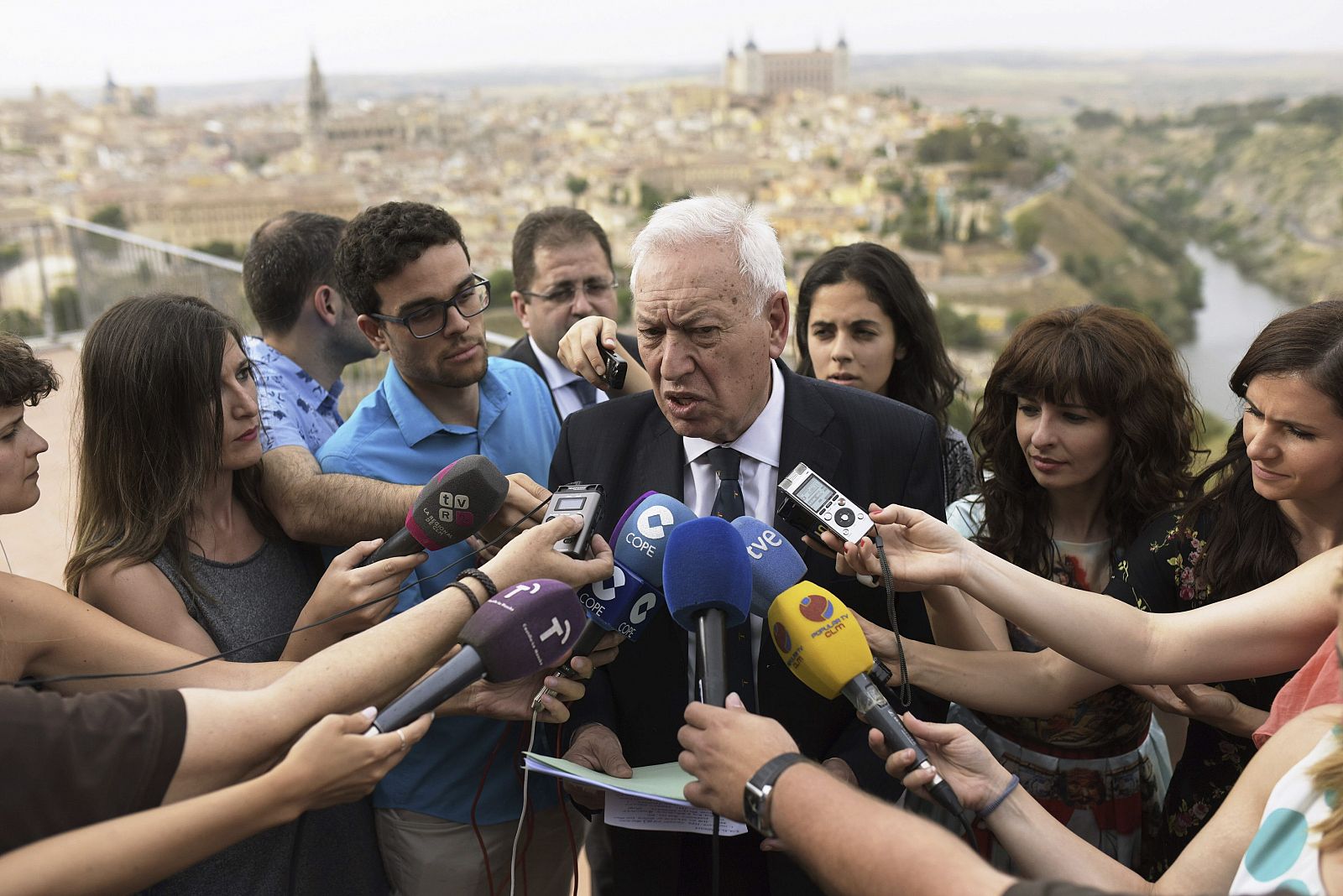 El ministro de Asuntos Exteriores, Jose Manuel García-Margallo, en un actoorganizado por el PP en Toledo.