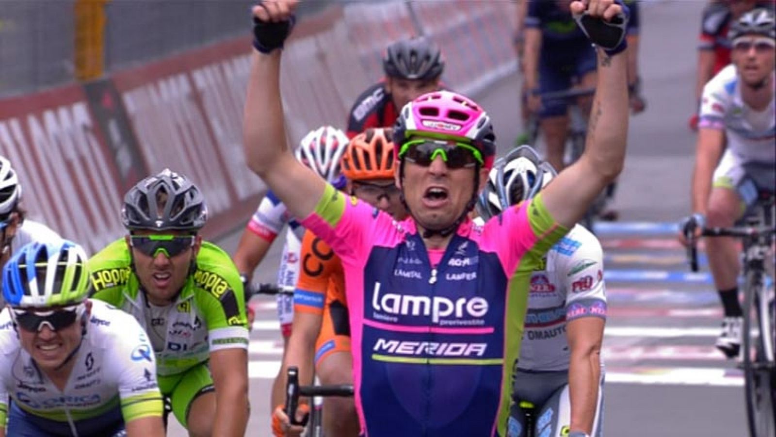 El italiano del Lampre ha sido el gran triunfador de la séptima etapa del Giro.