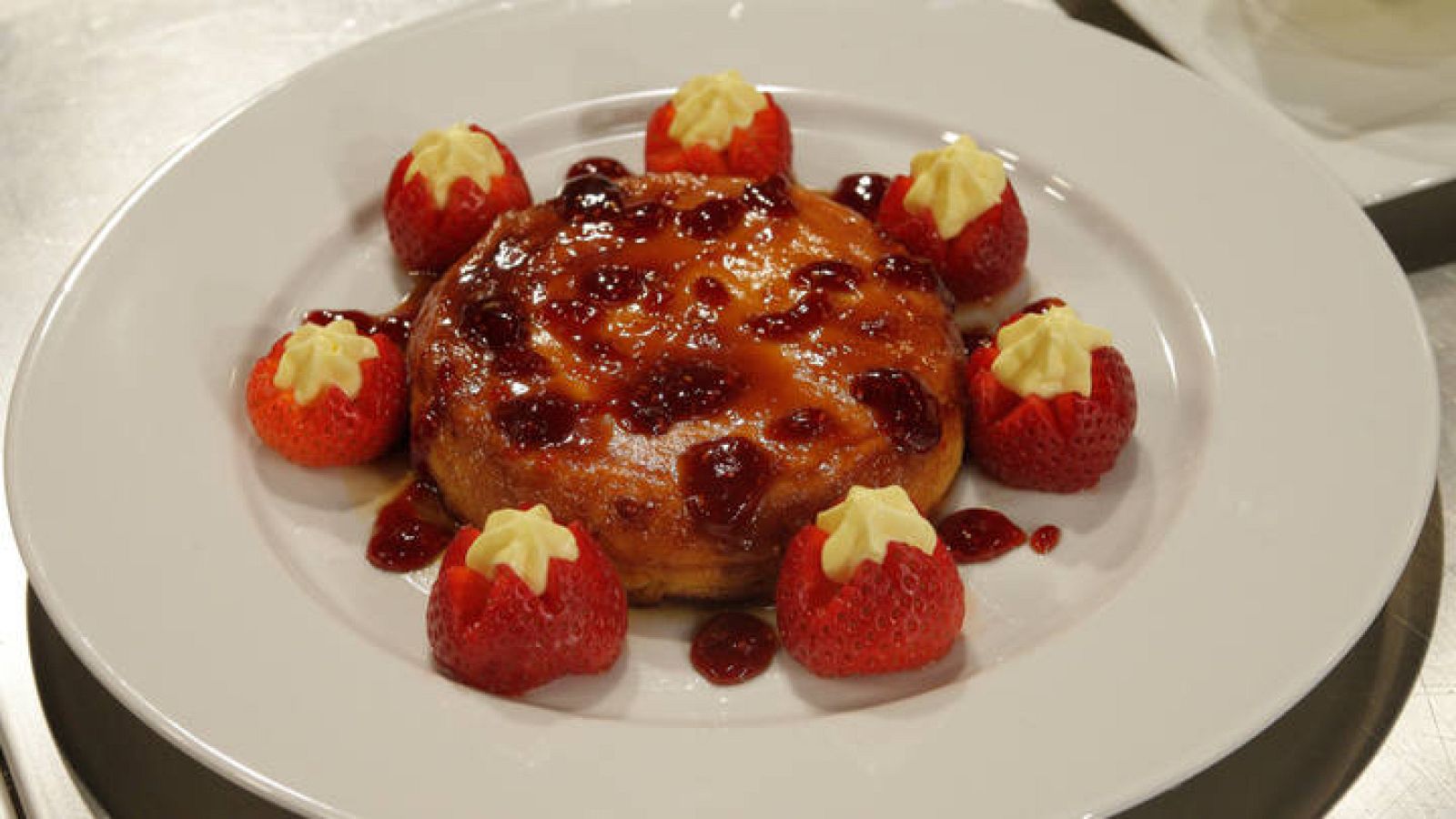 Pudin de petit suisse de fresa y crema de mascarpone