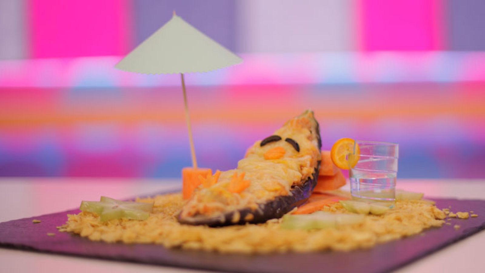 Receta - Pingüino de berenjena tumbado al sol