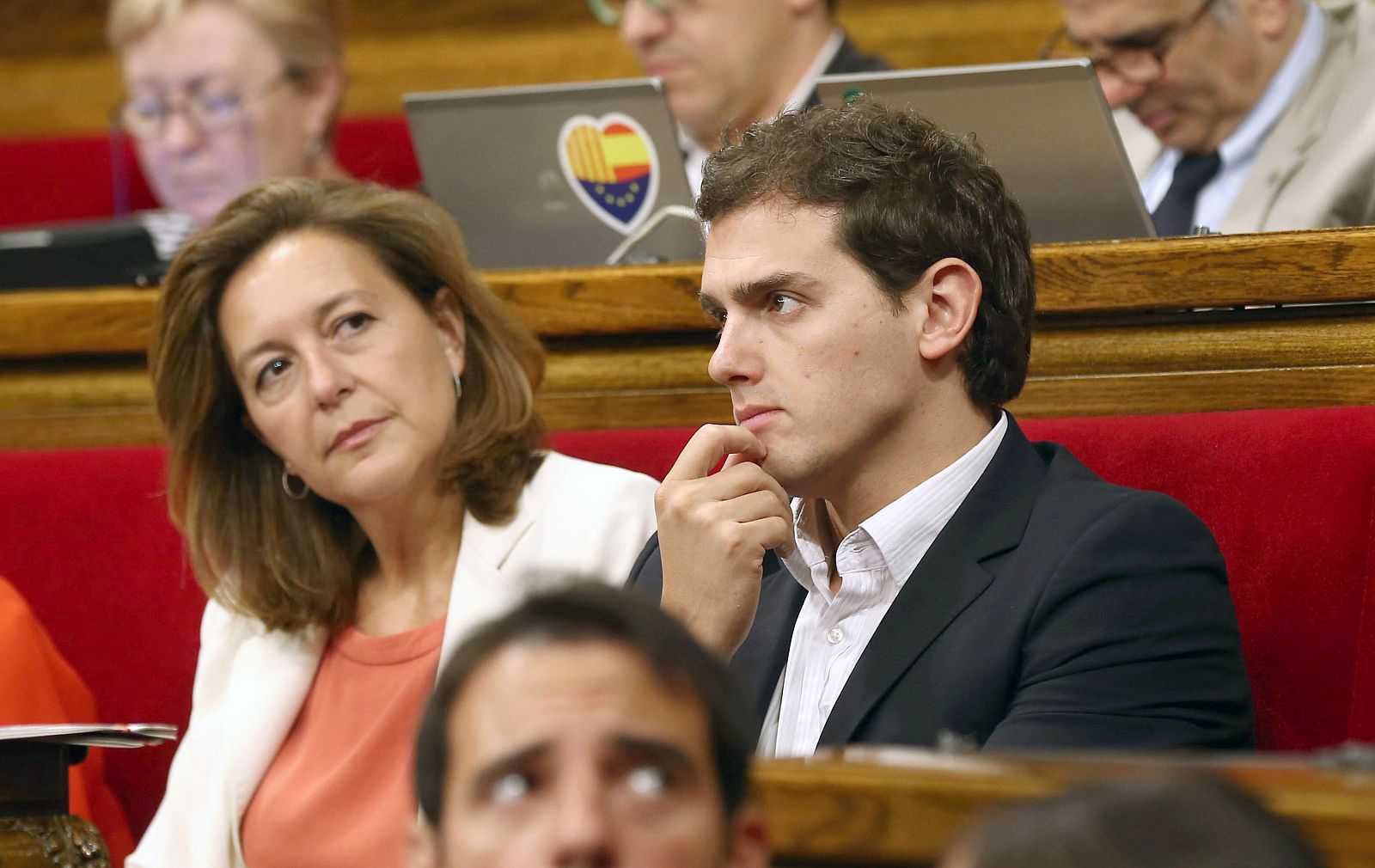 El presidente del grupo parlamentario de Ciutadans, Albert Rivera, durante una sesión de control al gobierno catalán