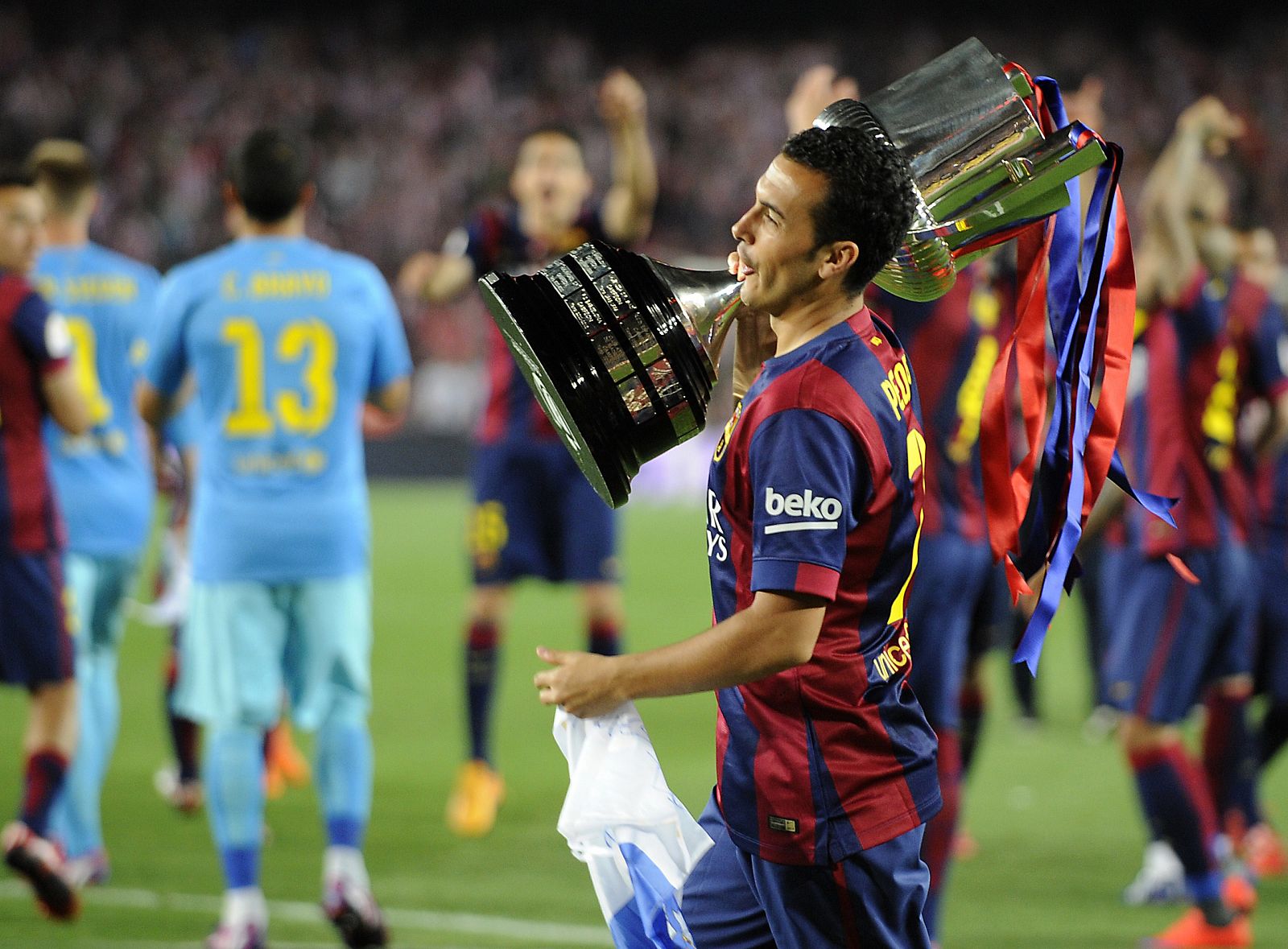 Pedro Rodríguez, tras conquistar la Copa del Rey.