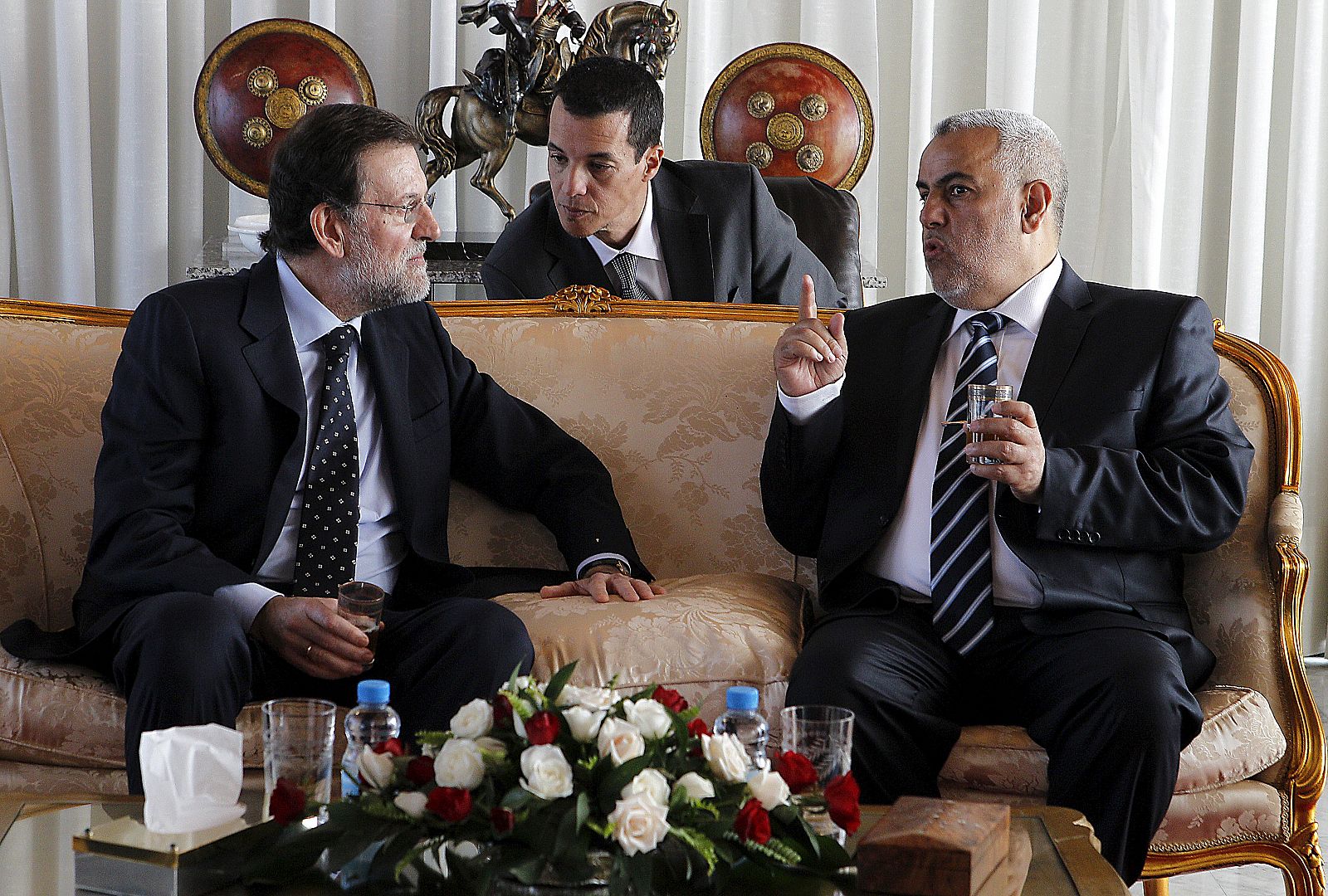 El presidente del Gobierno español, Mariano Rajoy, y su homólogo marroquí, Abdelilah Benkirán, durante la reunión que mantuvieron en 2012 en Rabat.