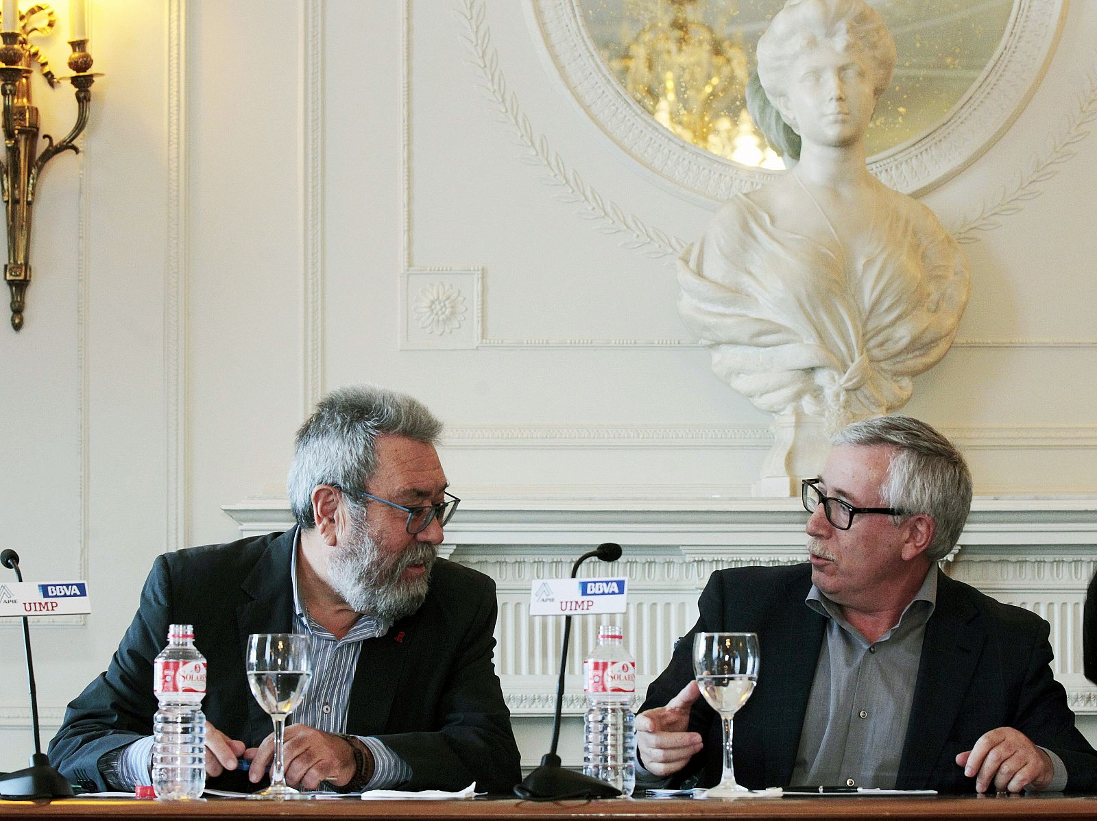 Candido Méndez e Ignacio Fernández Toxo en la UIMP en Santander